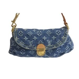 Louis Vuitton Pleaty blue Monogram leather handbag denim
